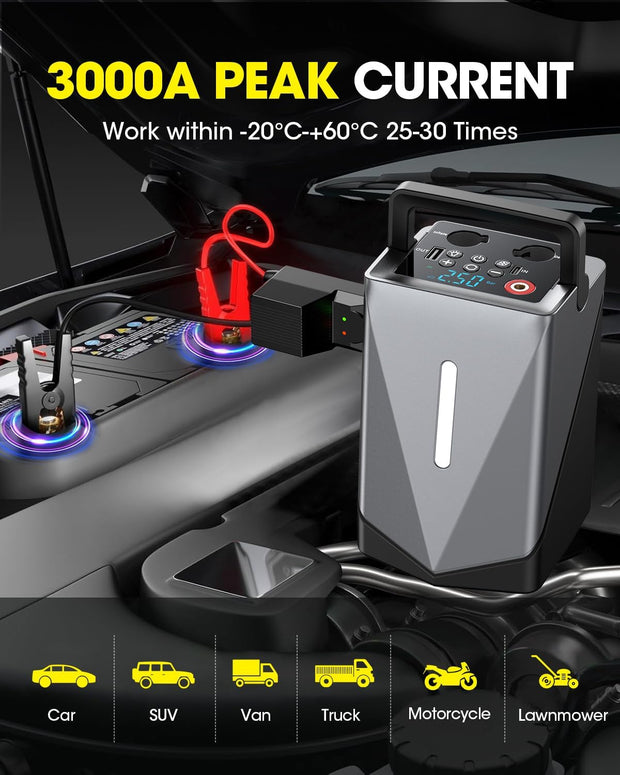 Car Jump Starter with Built-in Air Compressor 🟢
